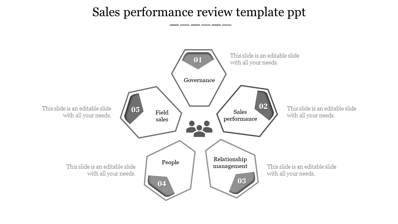 Sales performance review template ppt-Gray